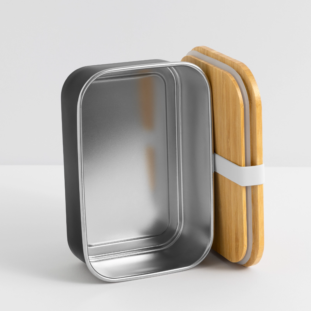 Lunch Box mit Bambusdeckel - personalisierbar - Schwarz