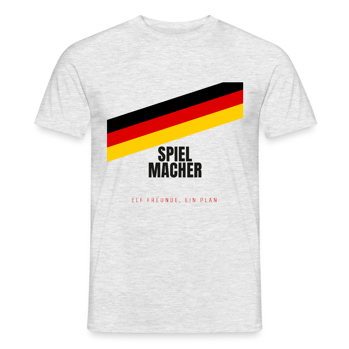 Spielmacher. Elf Freunde, ein Plan. Motiv-T-Shirt für Männer, Farbe Grau meliert