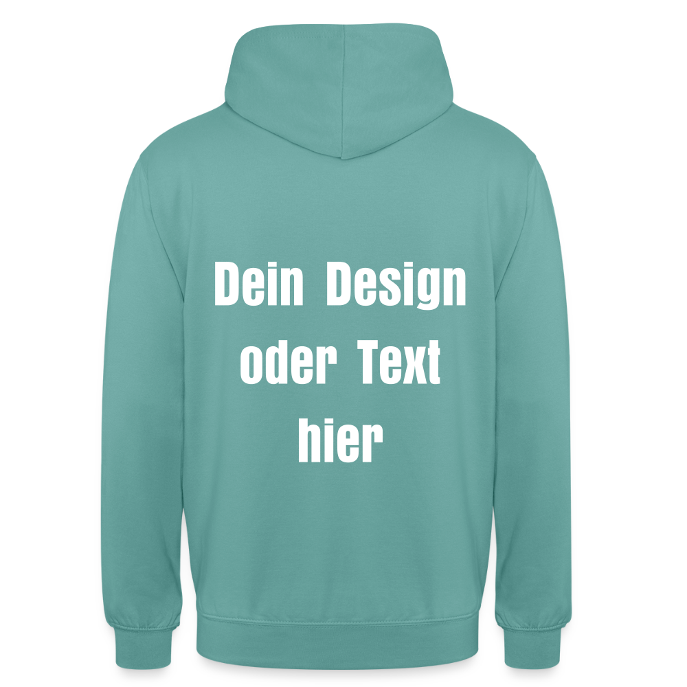 Unisex Hoodie - personalisierbare Vorder- und Rückseite - Pastelltürkis