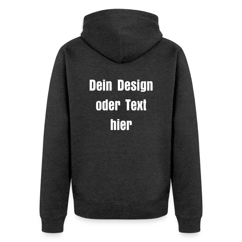 Männer Premium Kapuzenjacke - personalisierbare Vorder- und Rückseite - Anthrazit meliert