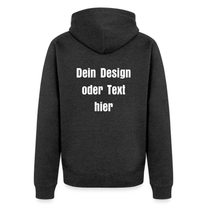 Männer Premium Kapuzenjacke - personalisierbare Vorder- und Rückseite - Anthrazit meliert