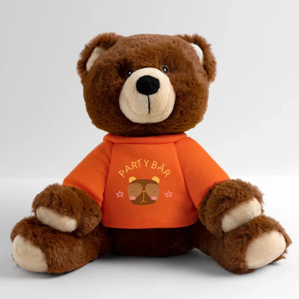 MiniFeet® RecycelBär® Braun - personalisierbar - Goldorange