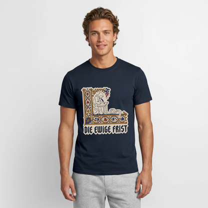 "Die ewige Frist. Buchmalerei-Motiv" Motiv-T-Shirt für Männer, Farbe Navy