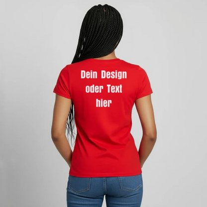 Frauen T-Shirt - personalisierbare Vorder- und Rückseite - Rot