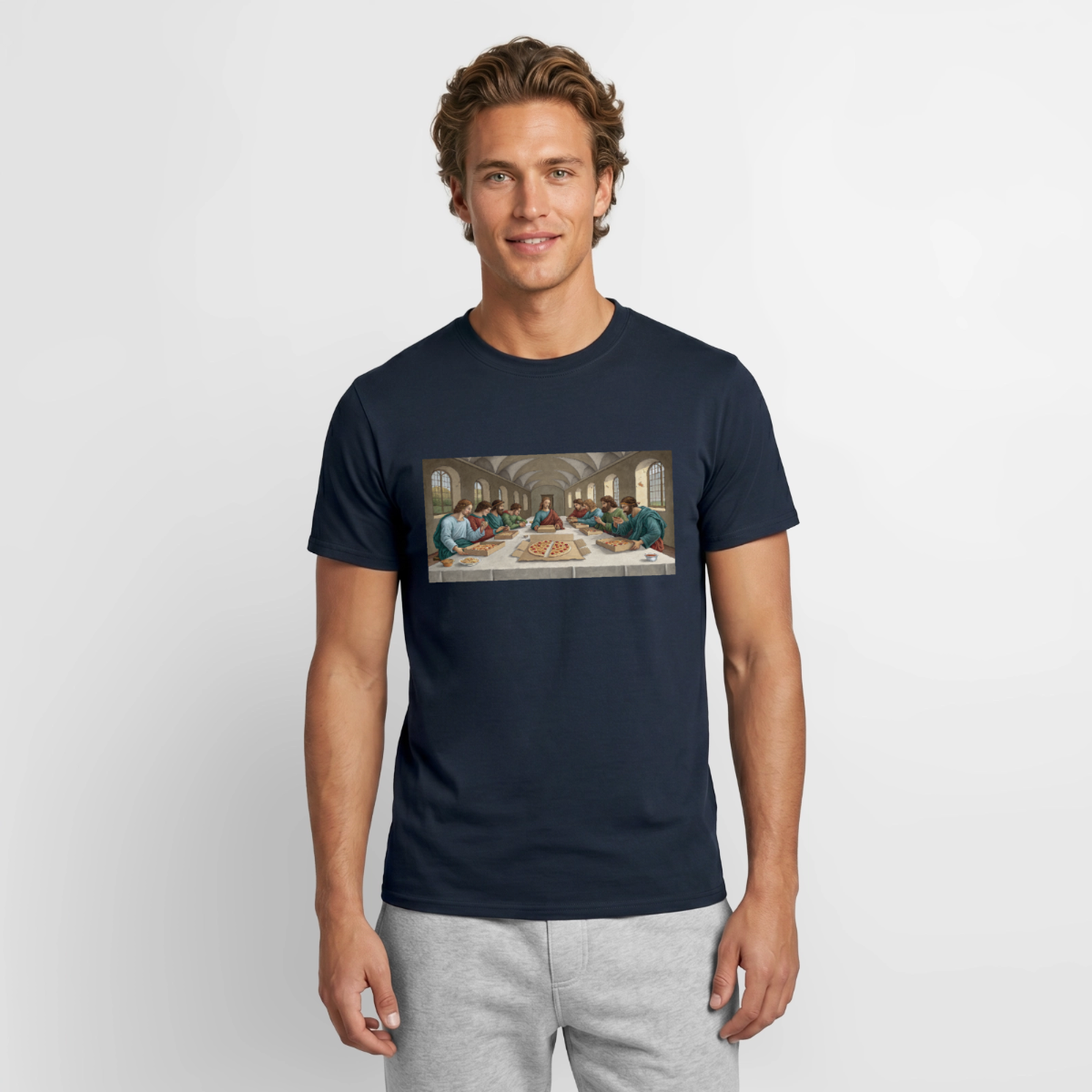 Das Teamevent. Renaissance-Motiv Motiv-T-Shirt für Männer, Farbe Navy, Model