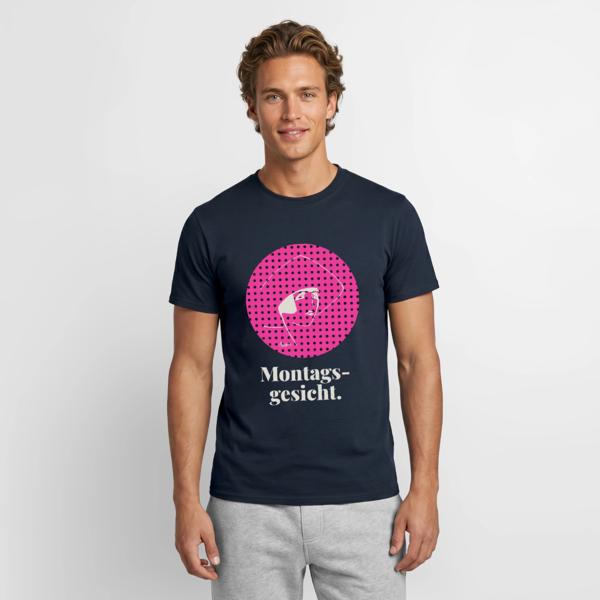 "Montagsgesicht. Art-déco-Motiv" Motiv-T-Shirt für Männer, Farbe Navy