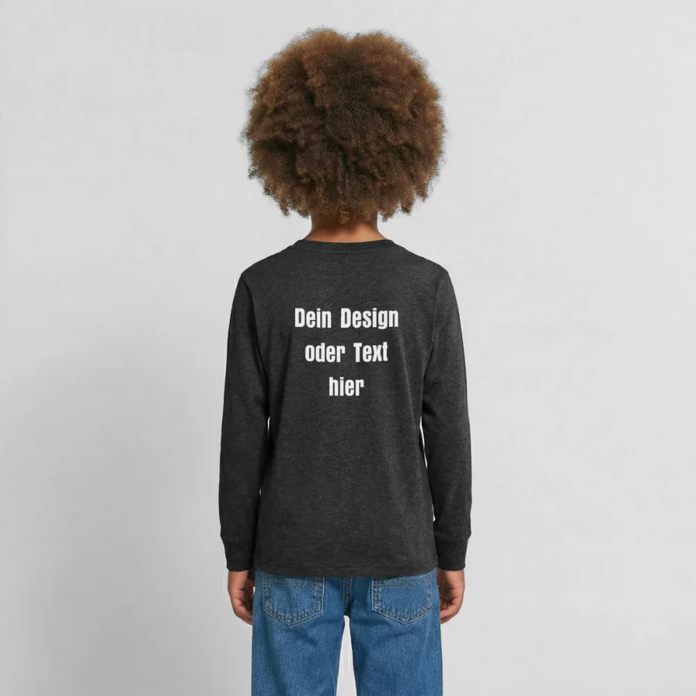 Teenager Premium Langarmshirt - personalisierbare Vorder- und Rückseite - Anthrazit meliert
