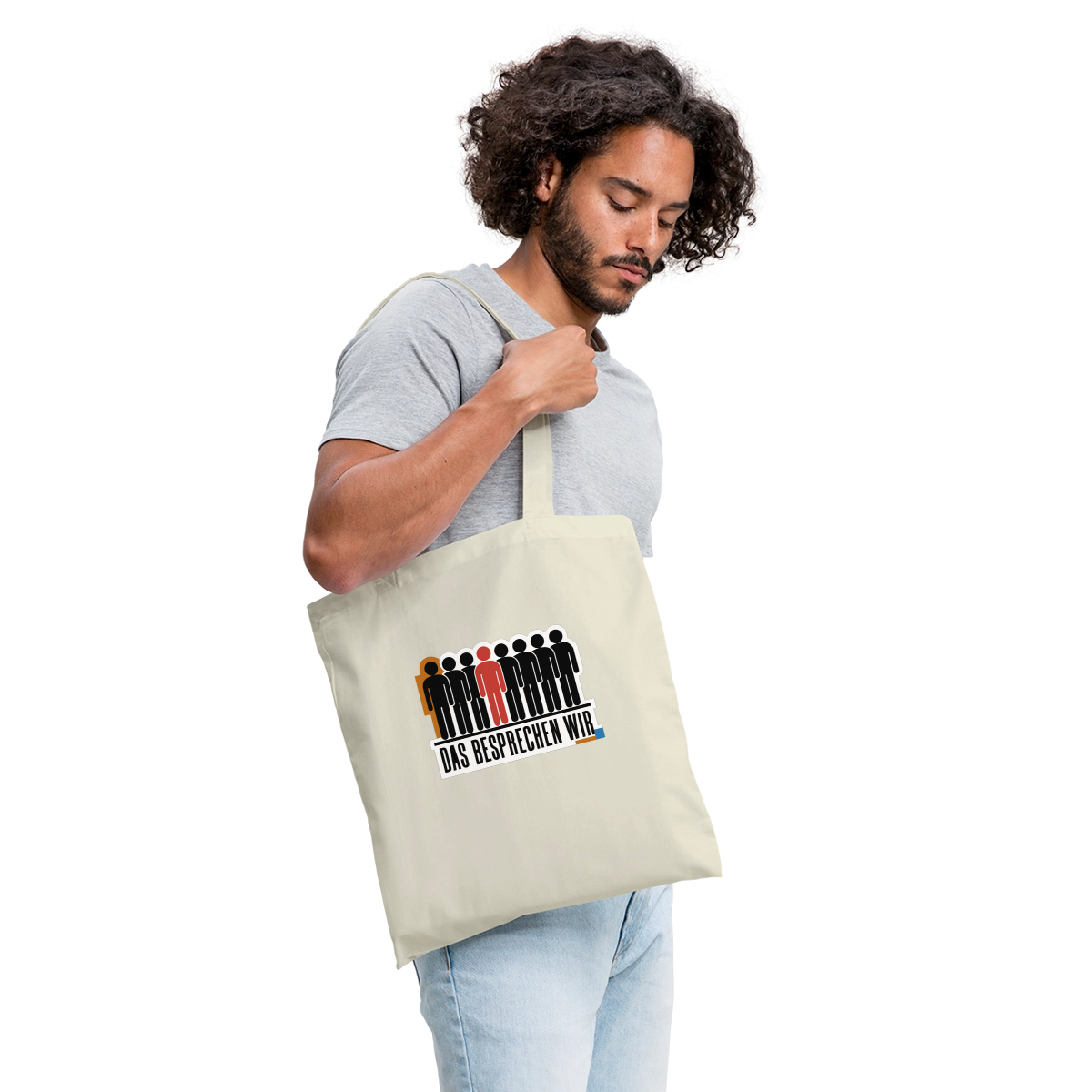 "Das besprechen wir. Isotype-Motiv" Stoffbeutel, Farbe Natur