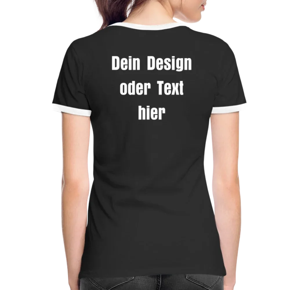 Frauen Kontrast-T-Shirt - personalisierbare Vorder- und Rückseite - Schwarz/Weiß