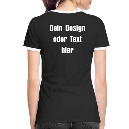 Frauen Kontrast-T-Shirt - personalisierbare Vorder- und Rückseite - Schwarz/Weiß