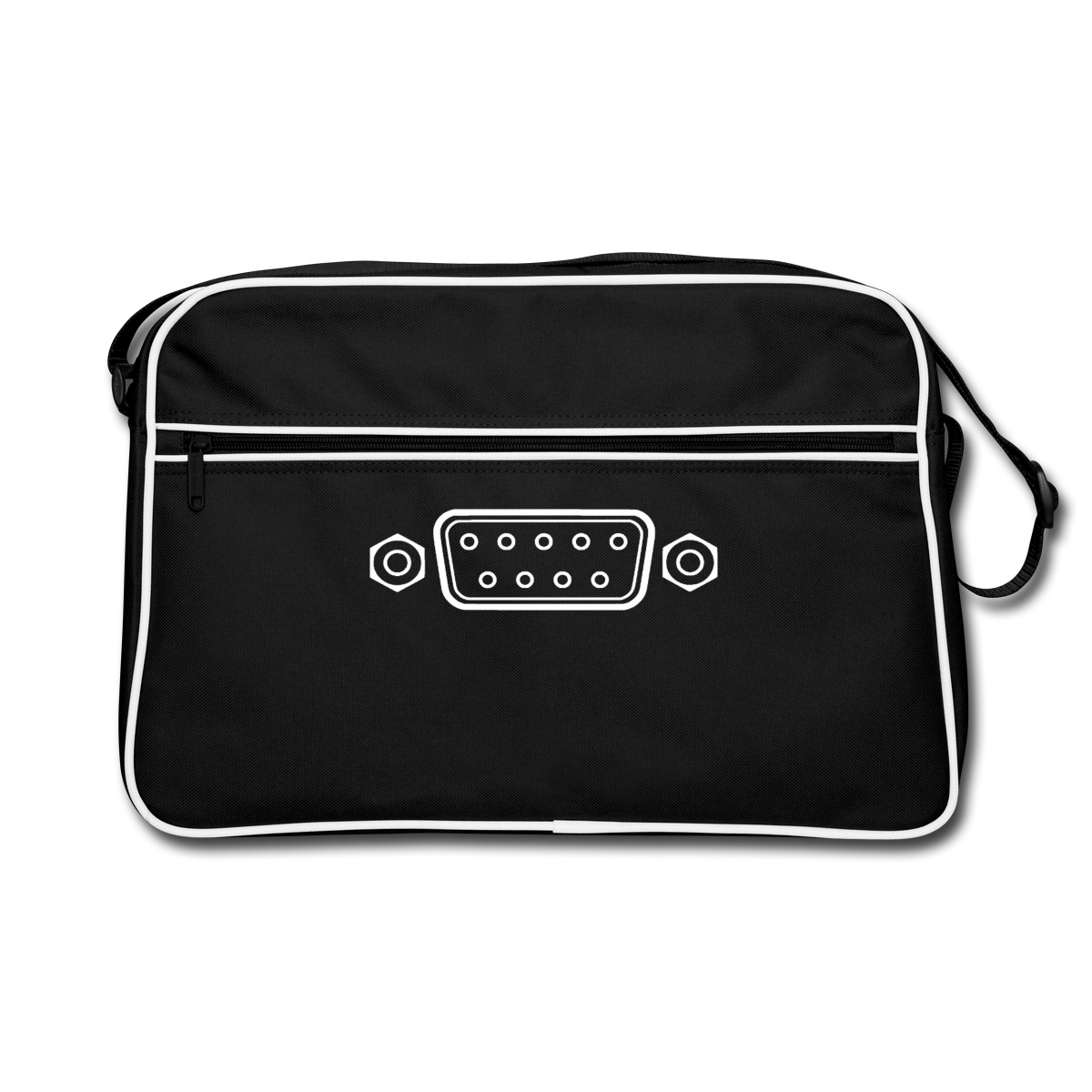 "RS-232" Motiv-Retro-Tasche, Farbe Schwarz/Weiß
