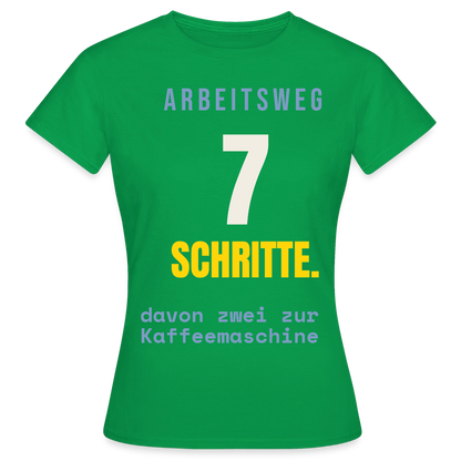 Arbeitsweg: sieben Schritte Motiv-T-Shirt für Frauen, Farbe Kelly Green