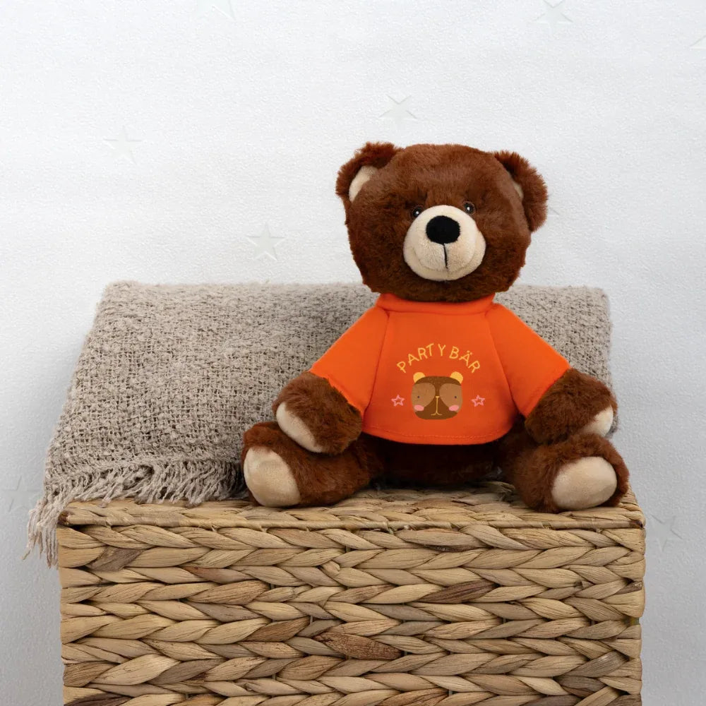 MiniFeet® RecycelBär® Braun - personalisierbar - Goldorange