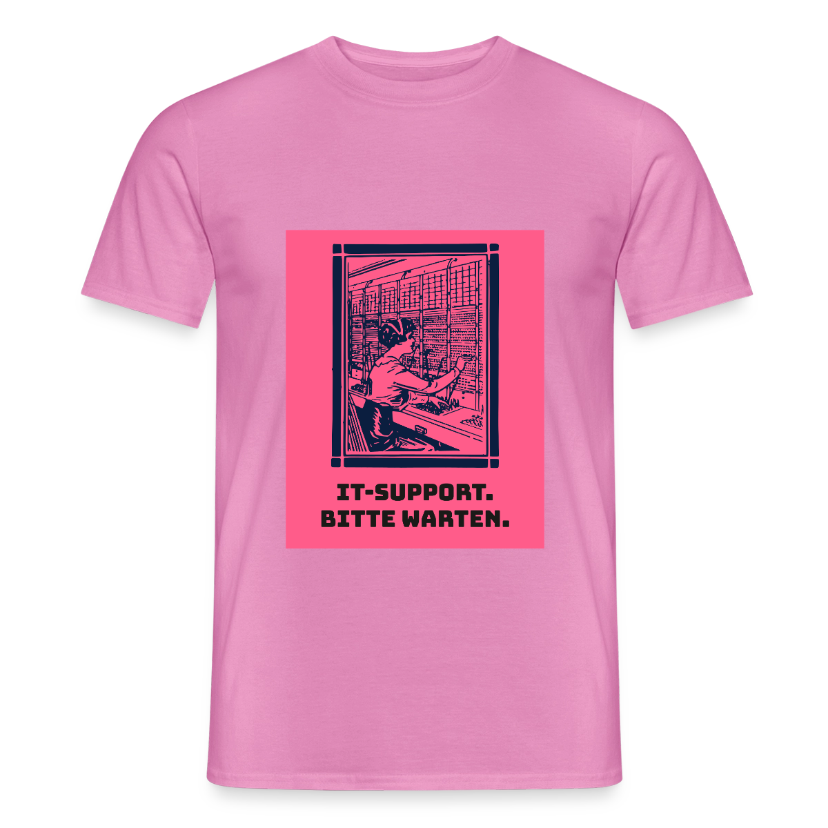 IT-Support. Bitte warten. Duotone-Motiv Motiv-T-Shirt für Männer, Farbe Pink