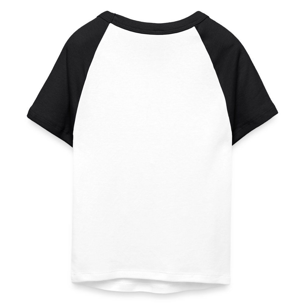 Frauen Cropped Baseball T-Shirt - personalisierbare Vorder- und Rückseite - Weiß/Schwarz