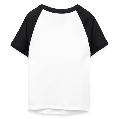 Frauen Cropped Baseball T-Shirt - personalisierbare Vorder- und Rückseite - Weiß/Schwarz