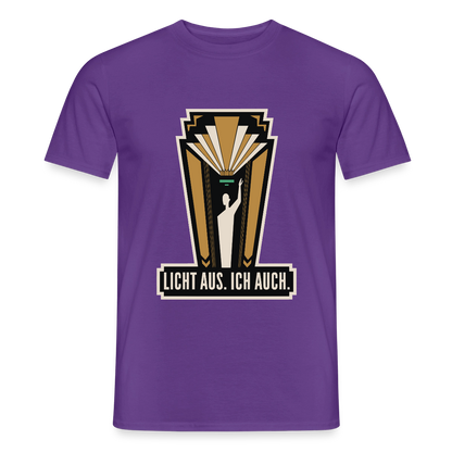 "Licht aus. Ich auch. Art-déco-Motiv" Motiv-T-Shirt für Männer, Farbe Lila