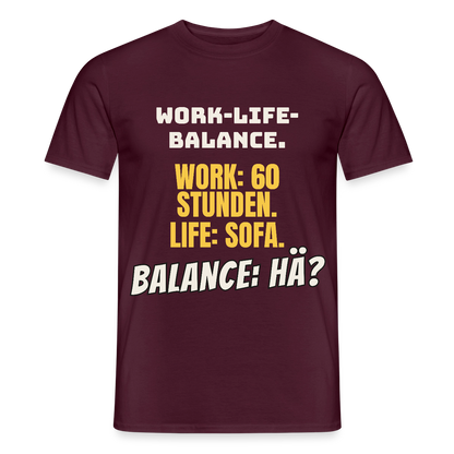 Balance: hä? Motiv-T-Shirt für Männer, Farbe Ziegelrot