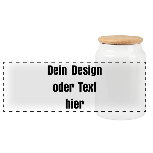 Keksdose mit Holzdeckel 650 ml - personalisierbar - Weiß