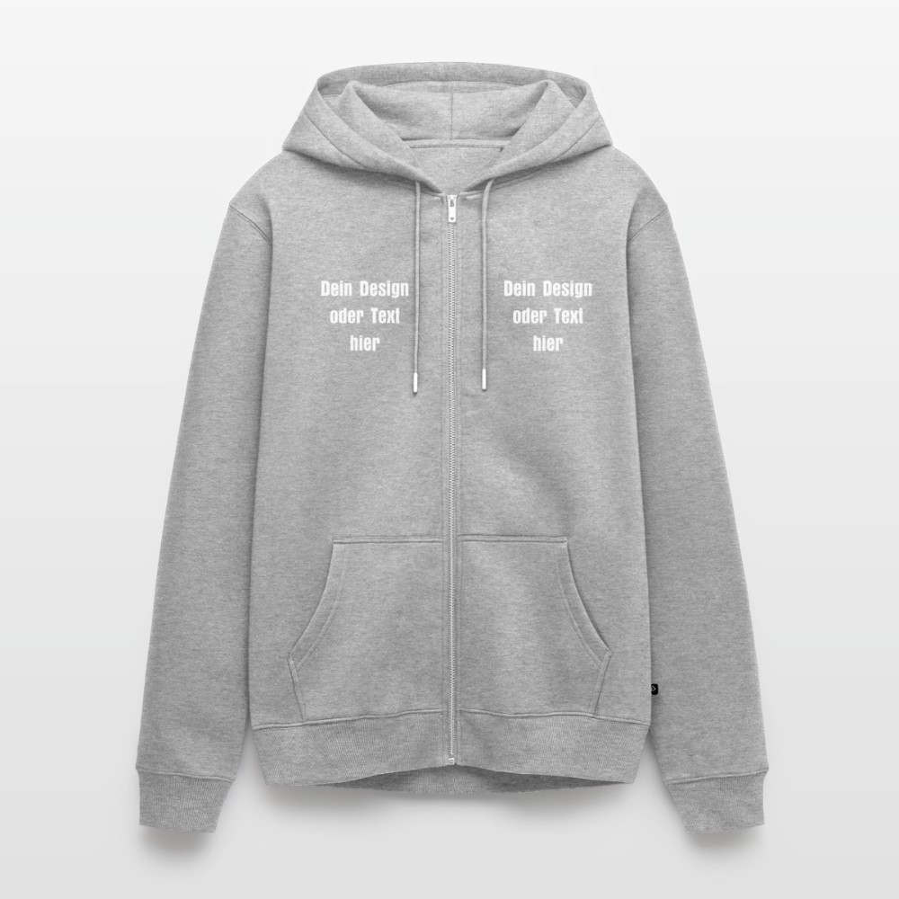Männer Premium Kapuzenjacke - personalisierbare Vorder- und Rückseite - Grau meliert