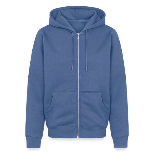Männer Premium Kapuzenjacke - personalisierbare Vorder- und Rückseite - Taubenblau