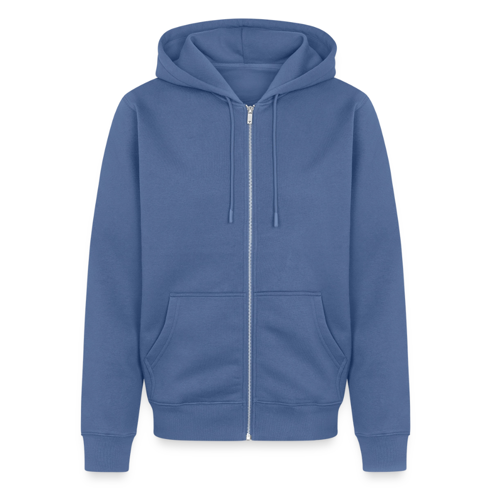 Männer Premium Kapuzenjacke - personalisierbare Vorder- und Rückseite - Taubenblau