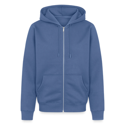 Männer Premium Kapuzenjacke - personalisierbare Vorder- und Rückseite - Taubenblau