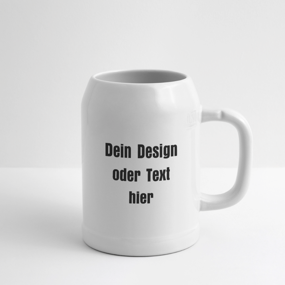 Bierkrug aus Keramik 500 ml - personalisierbar - Weiß