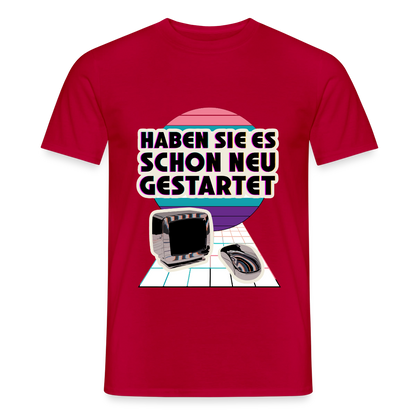 Haben Sie es schon neu gestartet? Vaporwave-Motiv Motiv-T-Shirt für Männer, Farbe Rot