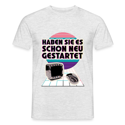 Haben Sie es schon neu gestartet? Vaporwave-Motiv Motiv-T-Shirt für Männer, Farbe Grau meliert