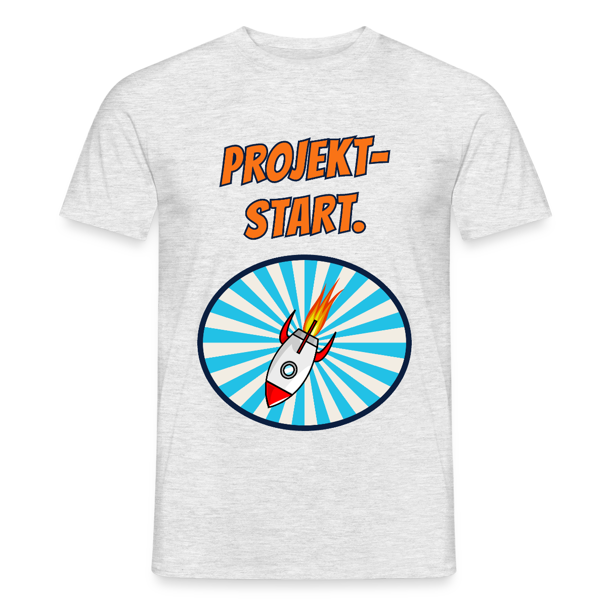 Projektstart. Motiv-T-Shirt für Männer, Farbe Grau meliert, Model
