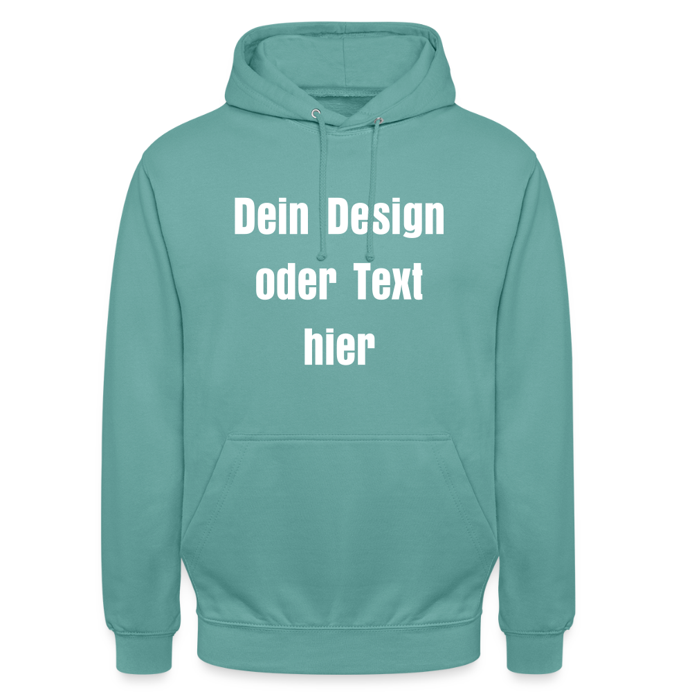 Unisex Hoodie - personalisierbare Vorder- und Rückseite - Pastelltürkis
