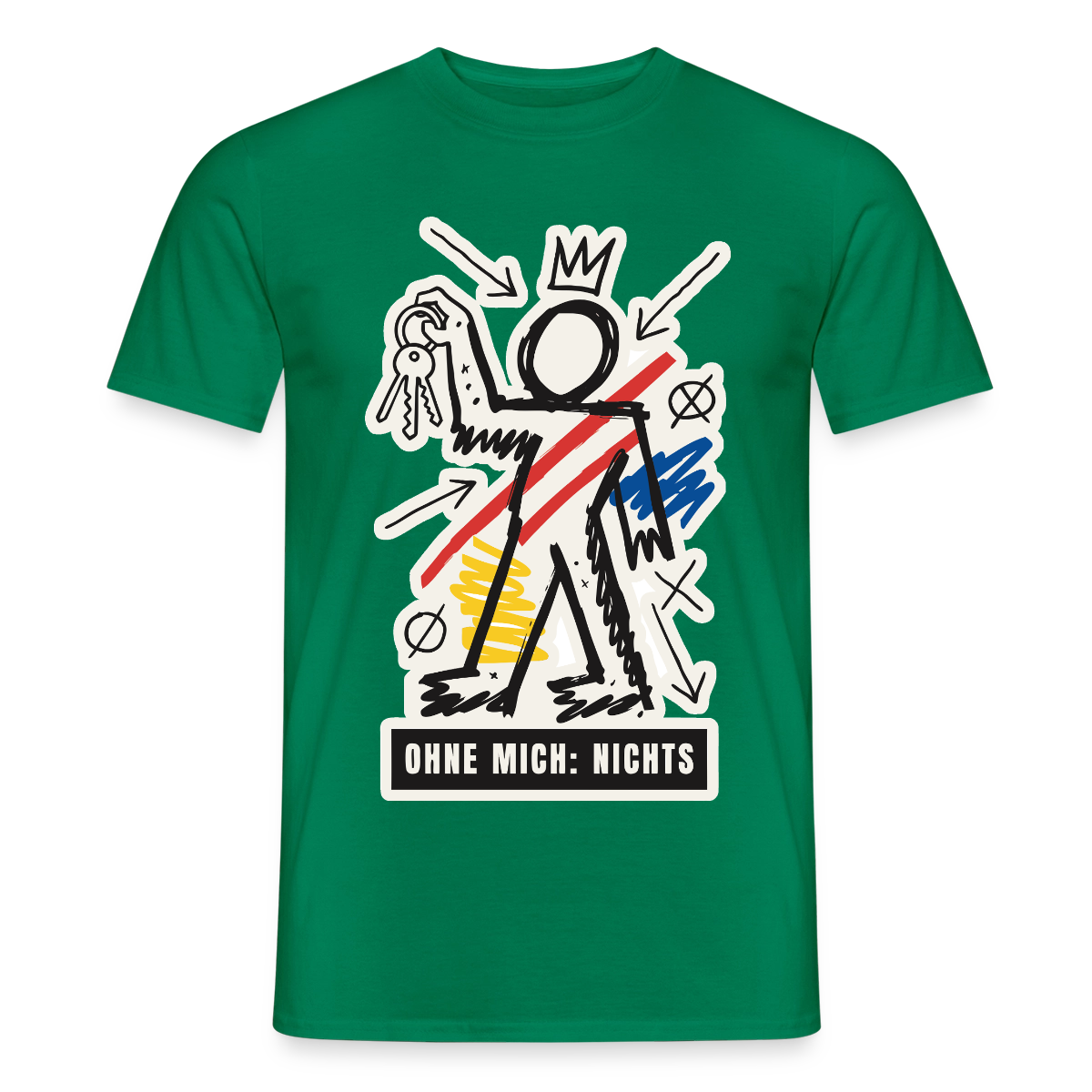 Ohne mich: nichts. Neo-Expressionismus-Motiv Motiv-T-Shirt für Männer, Farbe Kelly Green
