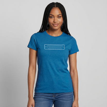"LPT1" Motiv-T-Shirt für Frauen, Farbe Antikblaues Saphir meliert
