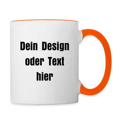 Keramiktasse zweifarbig 325ml - personalisierbar - Weiß/Orange