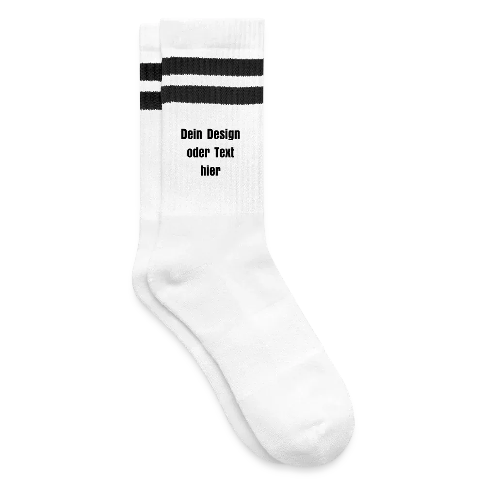 Tennissocken gestreift - personalisierbar - Weiß/Schwarz