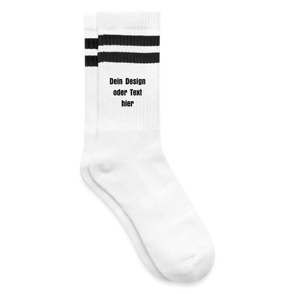 Tennissocken gestreift - personalisierbar - Weiß/Schwarz