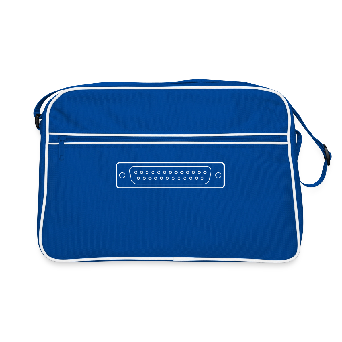 "LPT1" Motiv-Retro-Tasche, Farbe Blau/Weiß