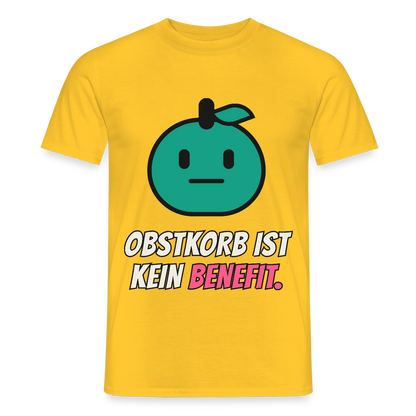 Obstkorb ist kein Benefit. Motiv-T-Shirt für Männer, Farbe Gelb