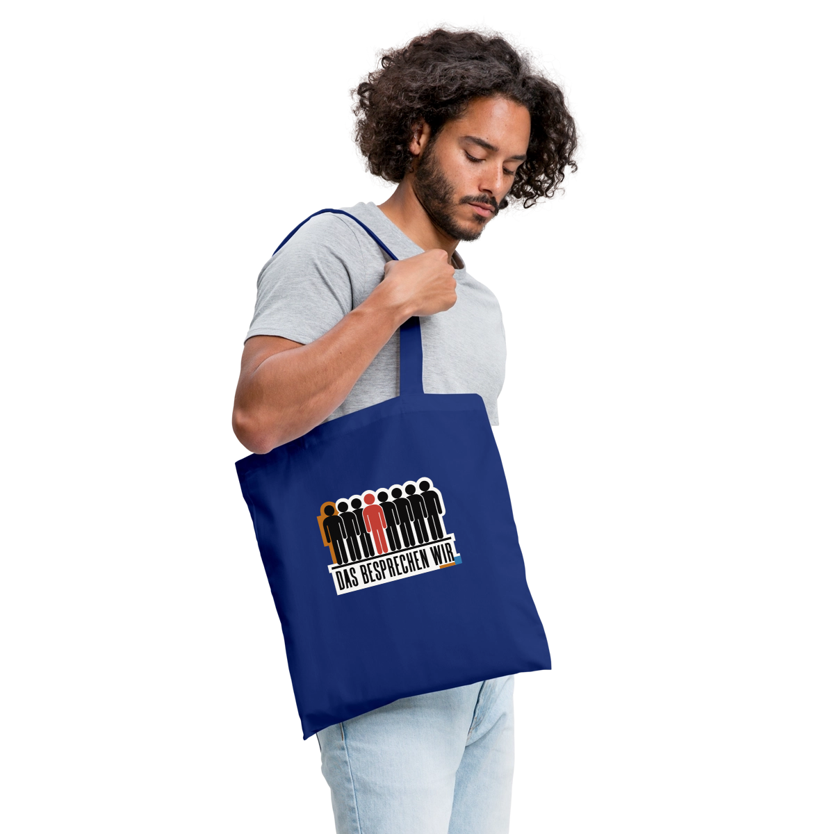 "Das besprechen wir. Isotype-Motiv" Stoffbeutel, Farbe Royalblau