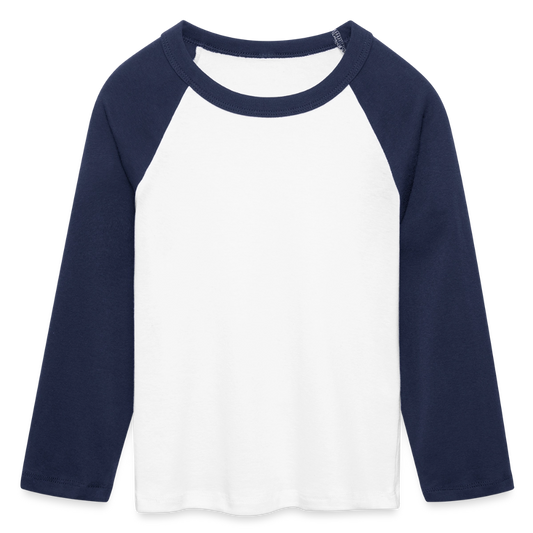 Frauen Cropped Baseball T-Shirt 3/4 Arm - personalisierbare Vorder- und Rückseite - Weiß/Navy