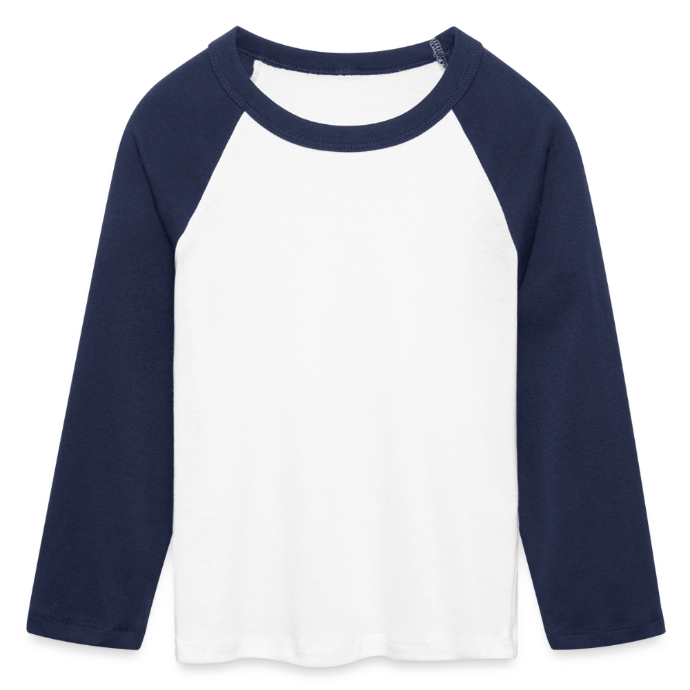 Frauen Cropped Baseball T-Shirt 3/4 Arm - personalisierbare Vorder- und Rückseite - Weiß/Navy 