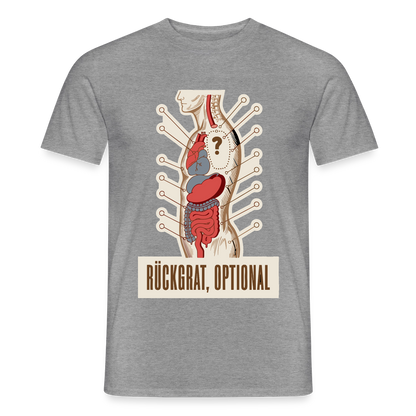 Rückgrat, optional. Anatomie-Motiv Motiv-T-Shirt für Männer, Farbe Graphit meliert