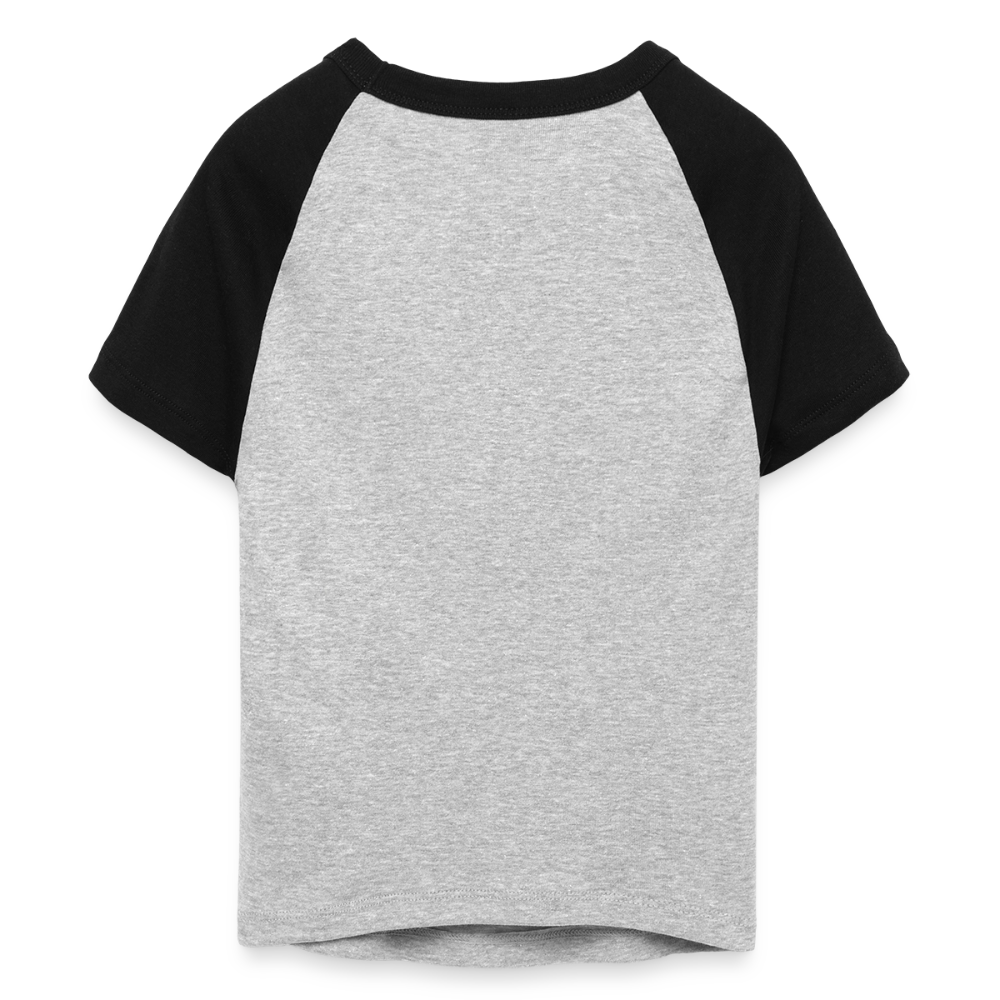 Frauen Cropped Baseball T-Shirt - personalisierbare Vorder- und Rückseite - Grau meliert/Schwarz