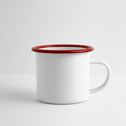 Emaille-Tasse 300ml - personalisierbar - Weiß/Rot