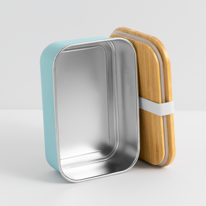 Lunch Box mit Bambusdeckel - personalisierbar - Hellblau