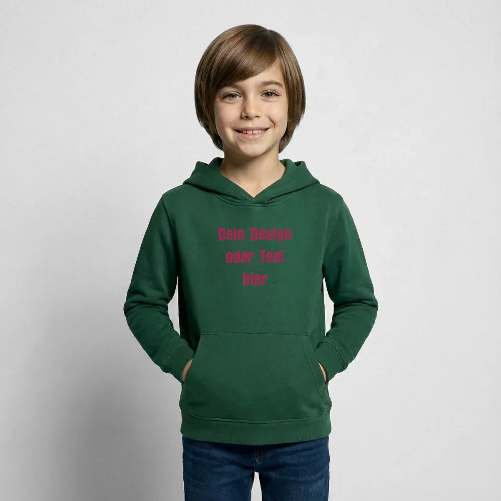 Kinder Hoodie - personalisierbare Vorder- und Rückseite - Flaschengrün