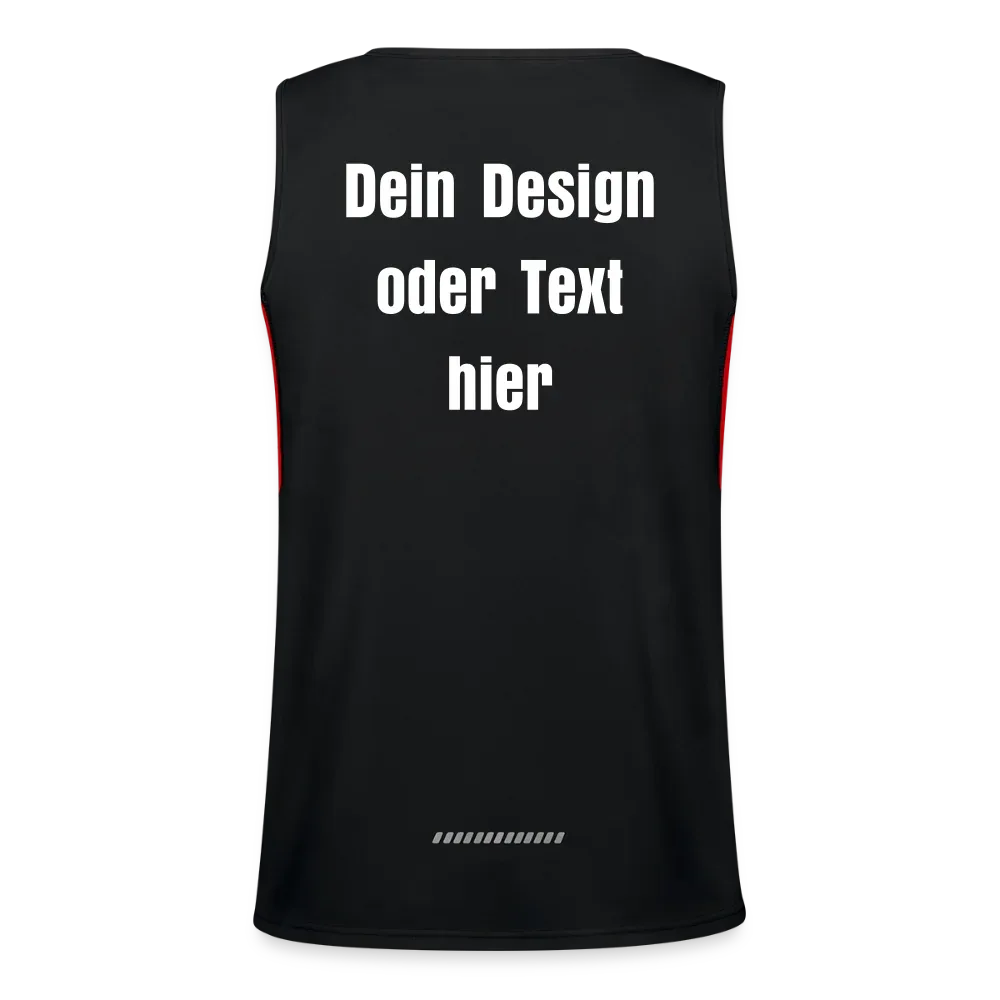 Funktionelles Kontrast-Tank Top für Männer  - personalisierbare Vorder- und Rückseite - Schwarz/Rot