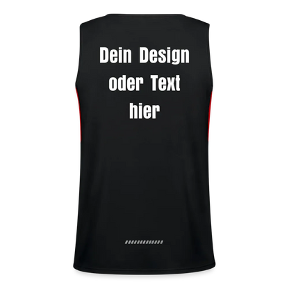 Funktionelles Kontrast-Tank Top für Männer  - personalisierbare Vorder- und Rückseite - Schwarz/Rot