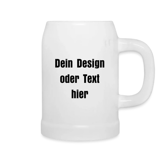 Bierkrug aus Keramik 500 ml - personalisierbar - Weiß